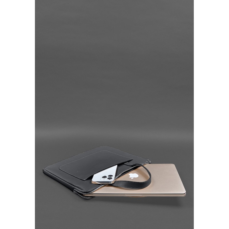 Шкіряний чохол з ручками для ноутбука 13 дюймів Чорний BlankNote