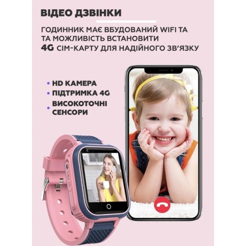 Дитячий наручний розумний годинник Smart Baby Watch LT21 з GPS Рожевий