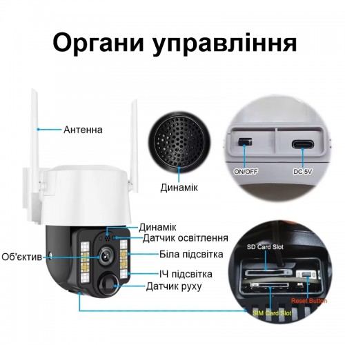 Автономна вулична 4G камера відеоспостереження Nectronix VC3-G V380 pro (101132)