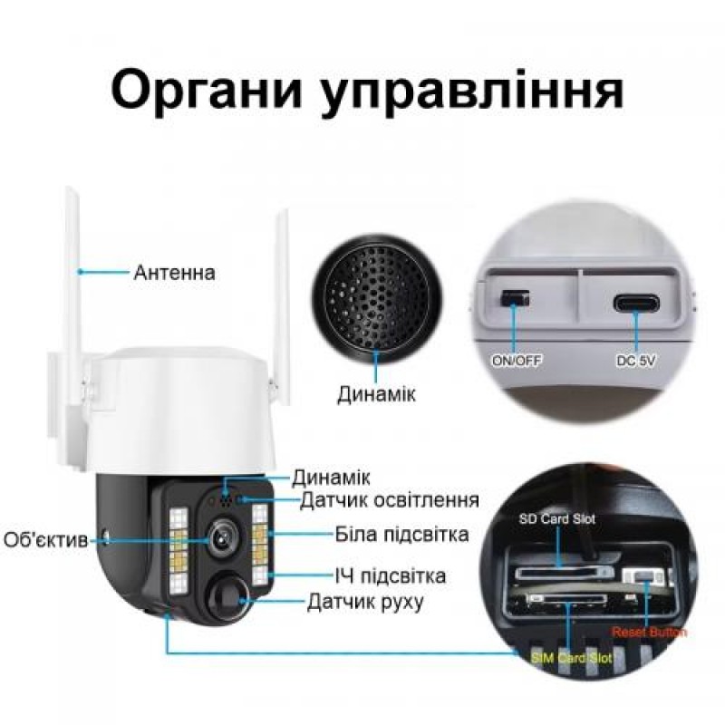 Автономна вулична 4G камера відеоспостереження Nectronix VC3-G V380 pro (101132)