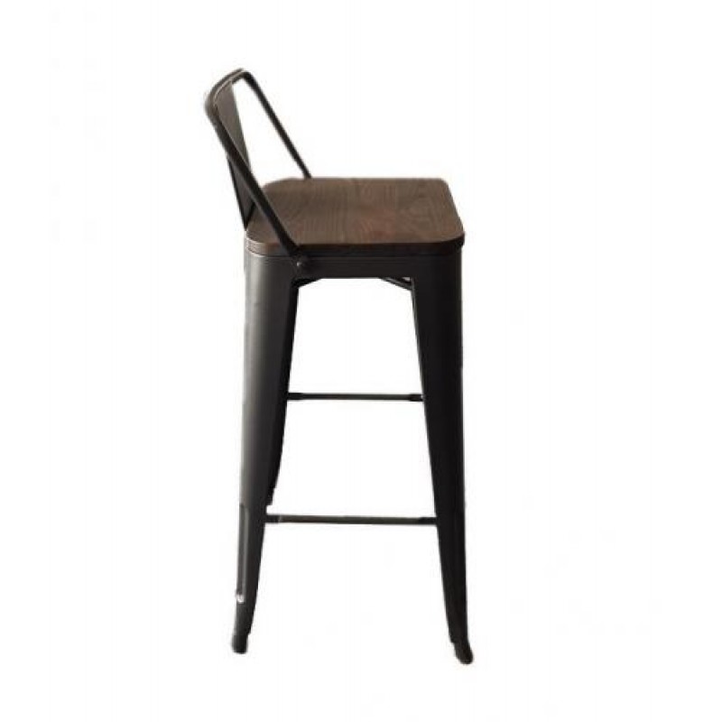 Стілець напівбарний SDM Толікс Вуд метал/сидіння дерево/висота 76 см глянсовий Чорний