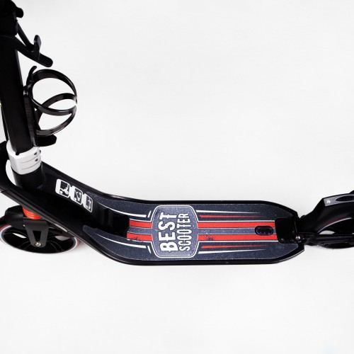 Двоколісний складаний самокат ліхтарик 2 амортизатора Best Scooter 100 кг Black and red (114434)