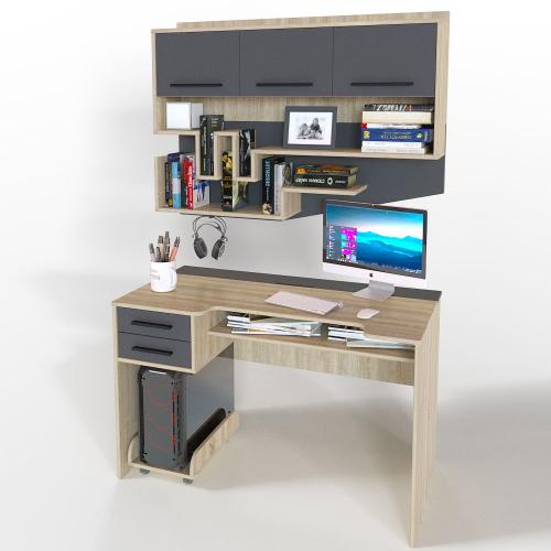 Комп'ютерний стіл Тиса Мебель Тіса Стиль-7 Сонома Графіт 750x600x1200 мм Комп'ютерний стіл Тиса Мебель Тіса Стиль-7 Сонома Графіт 750x600x1200 мм