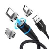Кабель ColorWay Magnetic USB-Lightning + microUSB + USB-C Magnetic Data/Quick Charge, 2.4А, 1м, Black