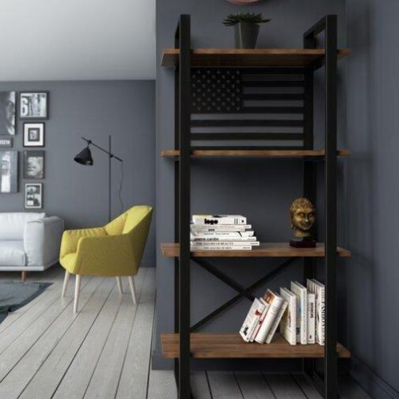 Стелаж для зберігання в стилі Loft Чорний NS-1837 1530x650x350 мм