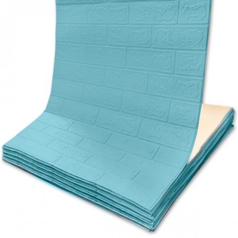 Самоклеюча декоративна 3D панель 3D Loft під бірюзову цеглу в рулоні 3080x700x3 мм