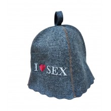 Лазнева шапка Luxyart One Size love sex натуральна повсть Сірий (LA-860)