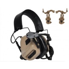 Тактичні активні навушники Earmor М32 + кріплення чебурашка OPS Core Койот