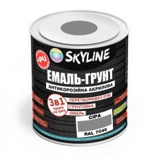 Емаль-грунт акрил-поліуретанова шовковисто-матова Skyline RAL 7046 3в1 Сірий 0,9 кг