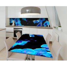 Наклейка 3Д вінілова на стіл Zatarga «Неонова орхідея» 650х1200 мм для будинків, квартир, столів, кафе