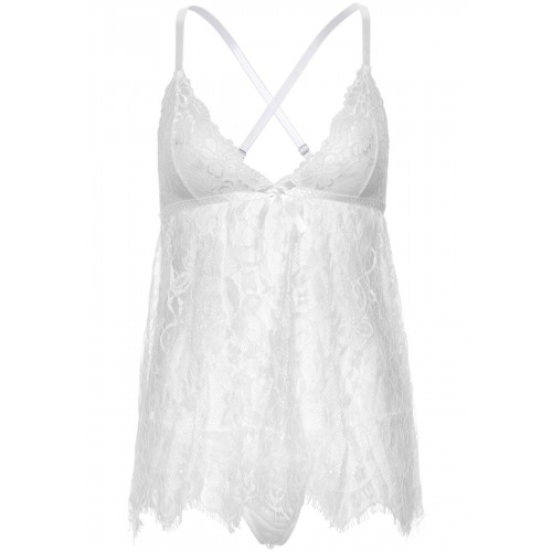 Пеньюар Leg Avenue Floral lace babydoll & string White L в інтернет супермаркеті PbayMarket!