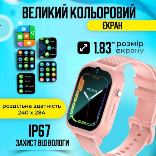 Смарт годинник дитячий A1 з відеодзвінком HD-камерою та GPS 2 змінних корпуса в комплекті Рожевий (KW2-A1-Pink)