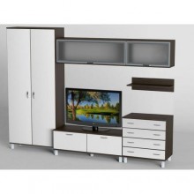 Стінка в вітальню Тиса Мебель Вітальня-3 Венге Білий 2050x450x3000 мм