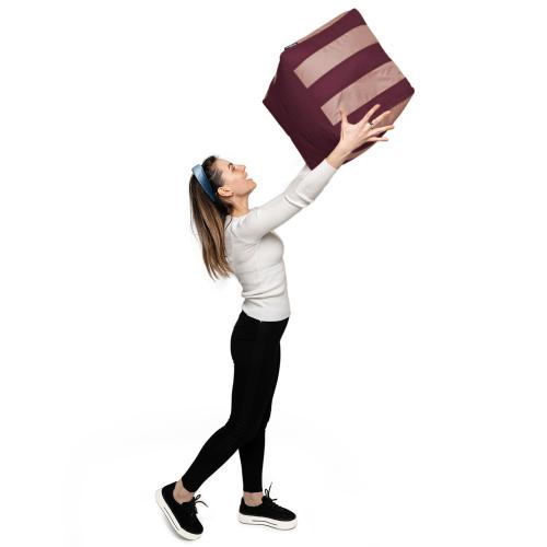 Пуф Кубик Смугастий Оксфорд 40х40 Студія комфорту Кава + Бордова Пуф Кубик Смугастий Оксфорд 40х40 Студія комфорту Кава + Бордова