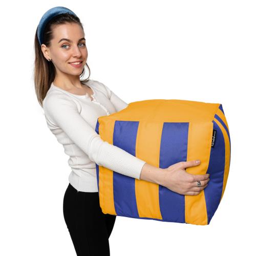 Пуф Кубик Смугастий Оксфорд 40х40 Студія Комфорту Жовтий + Синій Пуф Кубик Смугастий Оксфорд 40х40 Студія Комфорту Жовтий + Синій