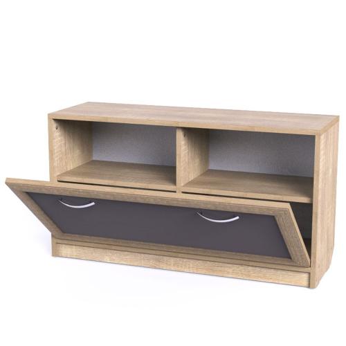 Тумба для взуття Тиса Мебель ТО-131 Дуб сонома Графіт 49x90 см Тумба для взуття Тиса Мебель ТО-131 Дуб сонома Графіт 49x90 см