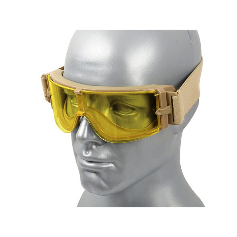 Тактичні окуляри панорамні вентильовані PJ Masks 3 лінзи MA-43-T Бежевий