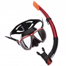 Набір для плавання маска із трубкою Zelart M208-SN120-SIL Червоно-сірий-чорний (PT0890)