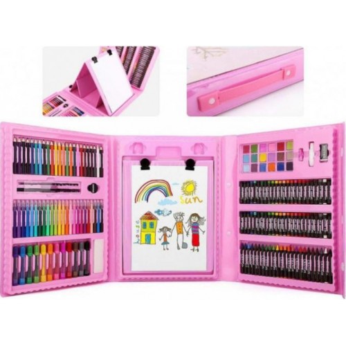 Великий художній набір з мольбертом для малювання та дитячої творчості у валізці для дітей 208 предметів Рожевий+Набір Малюй світлом Великий художній набір з мольбертом для малювання та дитячої творчості у валізці для дітей 208 предметів Рожевий+Набір Малюй світлом