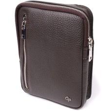 Сумка бананка Grande Pelle 22878 15х20,5х4 см Коричневий