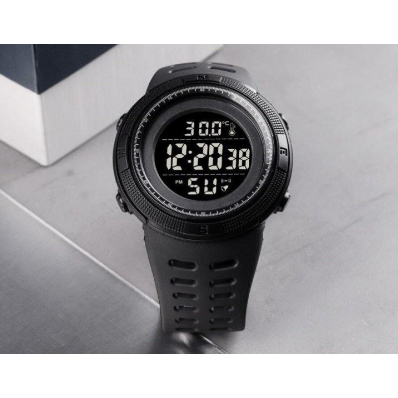 Чоловічий спортивний годинник з термометром Skmei 1681 Чорний (1711861365)