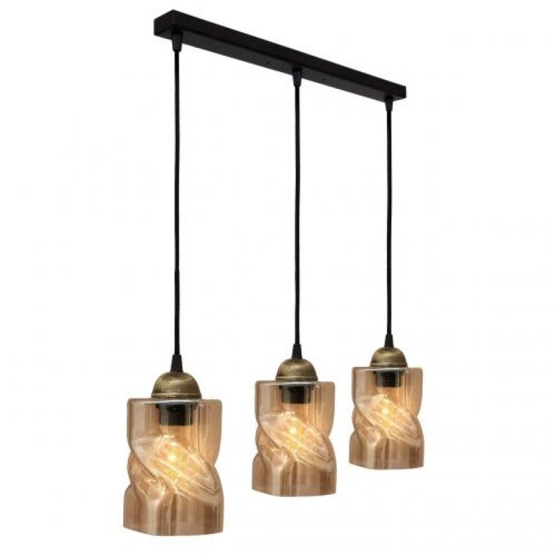 Світильник підвісний MSK Electric Tornado на планці під три лампи Е27 PL 20245-3 BK Чорно-бронзовий (619281)