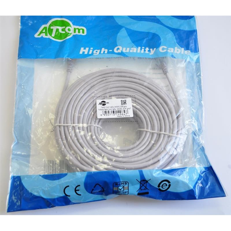 Патч-корд литий UTP Atcom RJ45 Cat.5e 30м сірий 4964