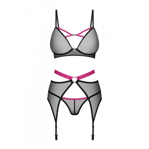 Комплект білизни з поясом для панчох Obsessive Novenes 3-pcs set XS/S (SX0616) Комплект білизни з поясом для панчох Obsessive Novenes 3-pcs set XS/S (SX0616)