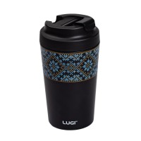 Термочашка з кришкою на клямці YIWU Вишиванка 380 мл Чорний (HP-14-50B)