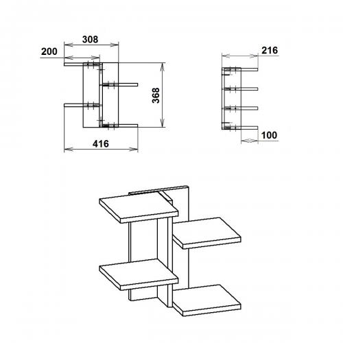 Полиця настінна П 15 Компанит Яблуня Полиця настінна П 15 Компанит Яблуня