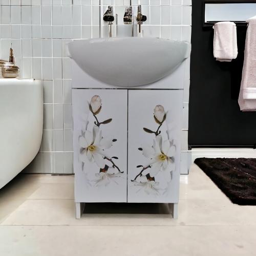 Тумба Mikola-M Магнолія пластикова з умивальником CERSANIT Cersania 50 см