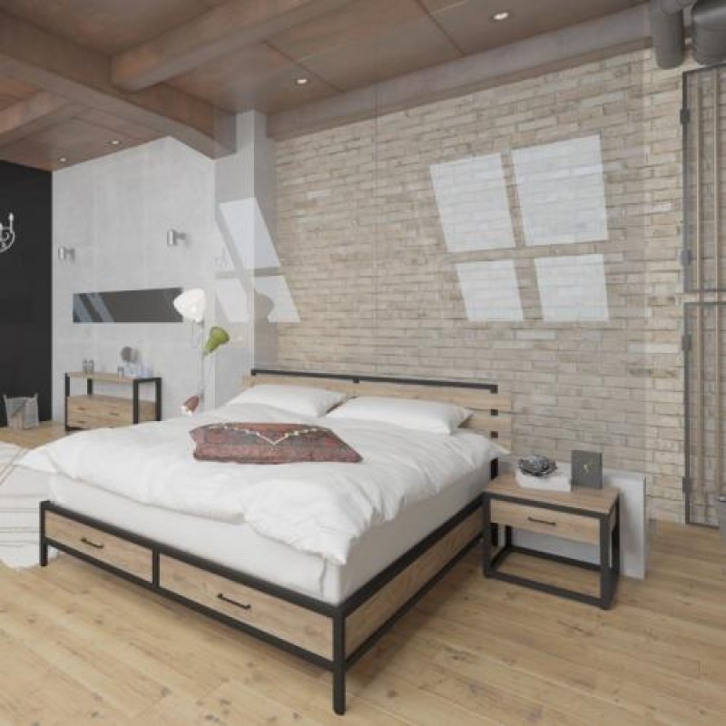 Приліжковий столик у стилі Loft NS-1491 480x500x500 мм Черный