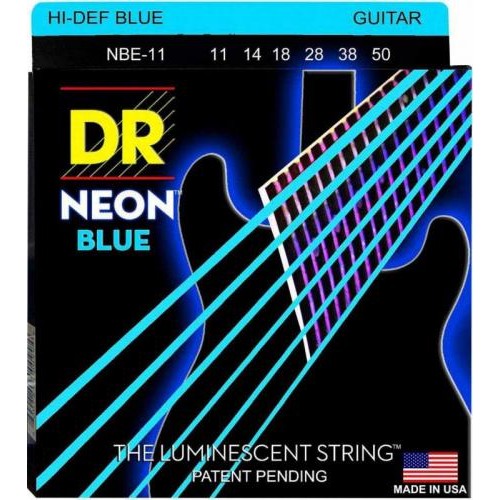 Струни для електрогітари DR NBE-11 Hi-Def Neon Blue K3 Coated Heavy Electric Guitar Strings 11/50 Струни для електрогітари DR NBE-11 Hi-Def Neon Blue K3 Coated Heavy Electric Guitar Strings 11/50