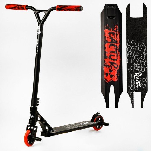 Самокат трюковий пеги алюмінієвий диск та дека колеса Best Scooter Reactor HIC-система PU Black and red (112772)