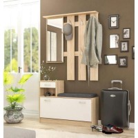 Передпокій Оріон з м'яким сидінням Меблі Сервіс дуб самоа + білий Передпокій Оріон з м'яким сидінням Меблі Сервіс дуб самоа + білий