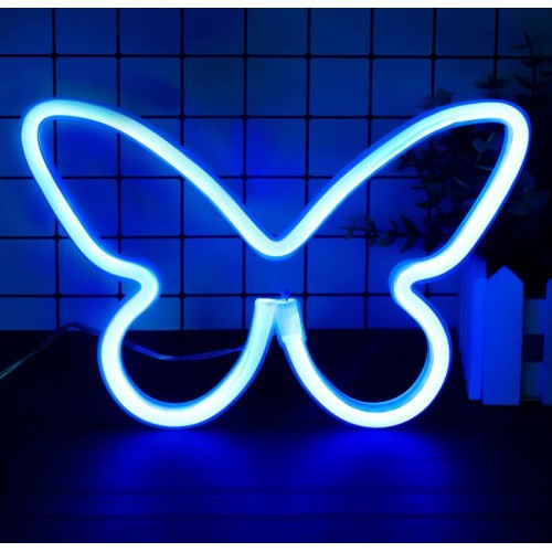 Настінний неоновий світильник нічник Angel Метелик Butterfly синій