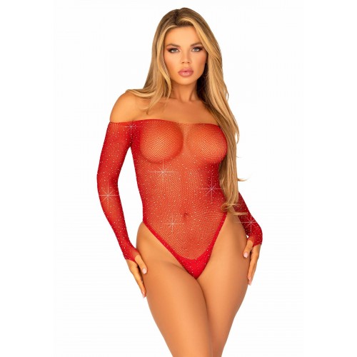 Боді Leg Avenue Crystalized fishnet bodysuit Red One Size в інтернет супермаркеті PbayMarket!