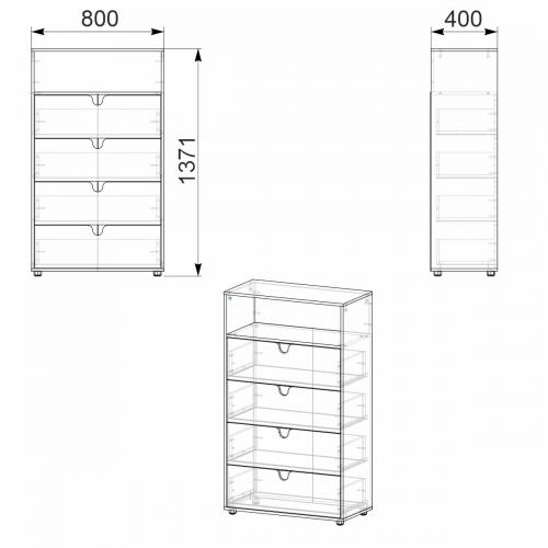 Комод МГ-7 тумба-1 Компаніт Бук (80х40х137,1 см) Комод МГ-7 тумба-1 Компаніт Бук (80х40х137,1 см)