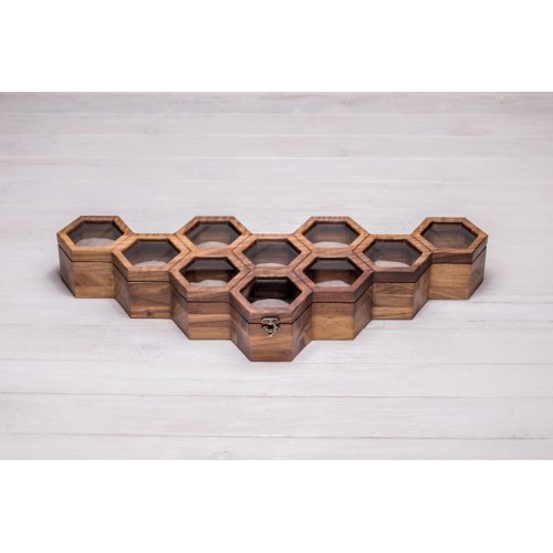 Сотова скринька-органайзер для 10 годинників ecoWalnut 7.8х59.7х23.5 см Сотова скринька-органайзер для 10 годинників ecoWalnut 7.8х59.7х23.5 см