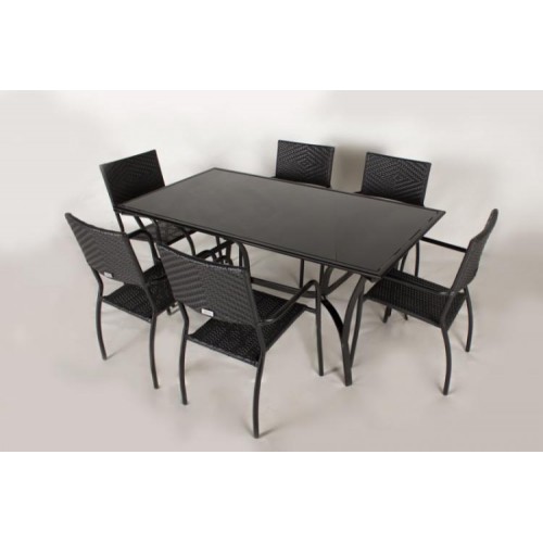 Обідній комплект меблів Cruzo Балі 7 предметів Чорний (os0001-4) Обідній комплект меблів Cruzo Балі 7 предметів Чорний (os0001-4)