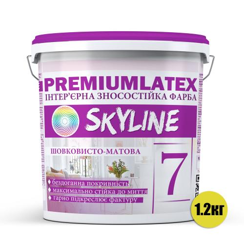 Фарба зносостійка шовковисто-матова Premiumlatex 7 Skyline 1.2 кг Фарба зносостійка шовковисто-матова Premiumlatex 7 Skyline 1.2 кг