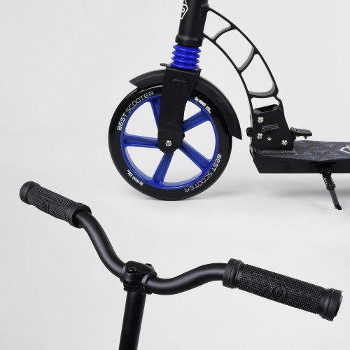 Самокат двоколісний Best Scooter з PU колесами 1 амортизатором Black/Blue (99663)