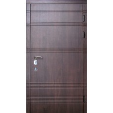 Двері вхідні металеві вуличні Паралель Ваш ВиД Горіх темний 860,960х2040х110 Ліве/Праве