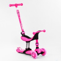 Самокат-велобіг триколісний Best Scooter колеса PU зі світлом 3 в 1 70 кг Pink (104497)