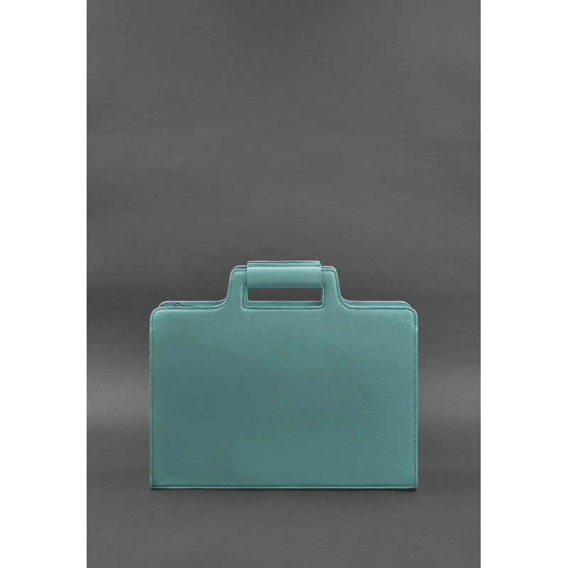 Жіноча шкіряна сумка для ноутбука та документів бірюзова BlankNote