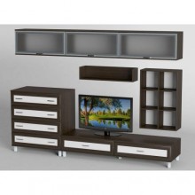 Стінка в вітальню Тиса Мебель Вітальня-20 Венге Білий 2050x450x2700 мм