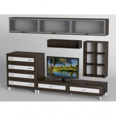 Стінка в вітальню Тиса Мебель Вітальня-20 Венге Білий 2050x450x2700 мм