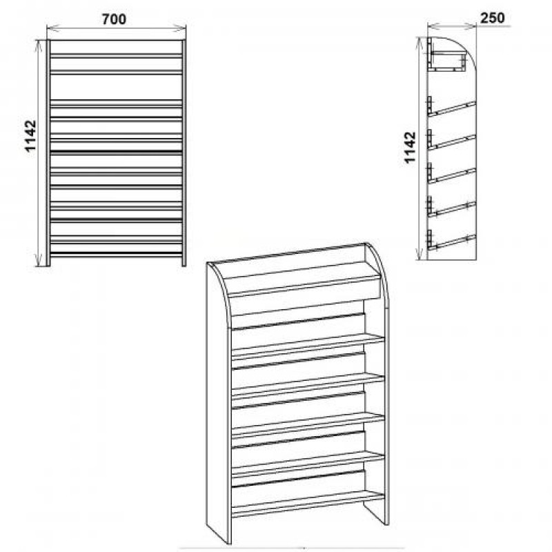 Тумба для взуття Компаніт ТО 10 Дуб сонома (70х25х114 см)