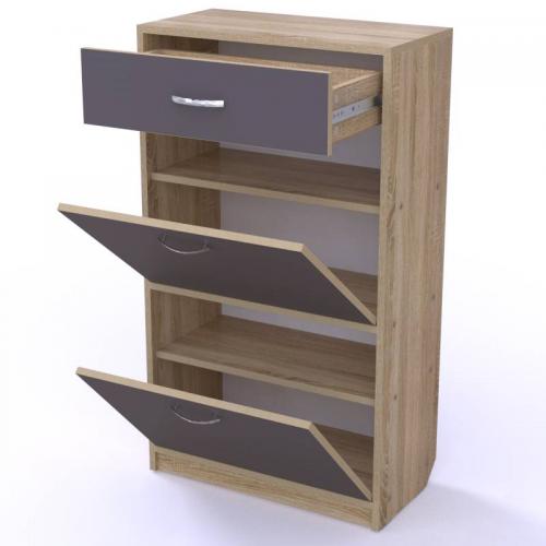 Тумба для взуття Тиса Мебель ТО-110 1 Сонома Графіт 105x60 см