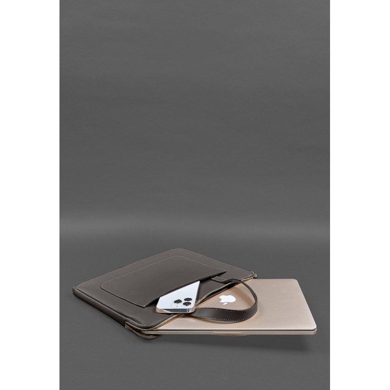 Шкіряний чохол з ручками для ноутбука 13 дюймів Темно-коричневий BlankNote